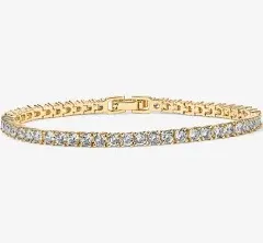 PAVOI 14K Gold Plated 3mm Cubic Zirconia Classic Tennis Bracelet | Gold Bracelets for Women | Size 6.5-7.5 Inch