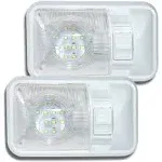 Leisure LED 2 Pack 12V Led RV Ceiling Dome Light RV Interior Lighting For Trailer Camper With Switch, Single Dome 300LM