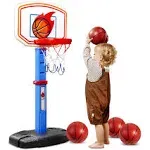 JOYIN Toddler Basketball Arcade Game Set, Adjustable Basketball Goal with 4 Balls for Kids