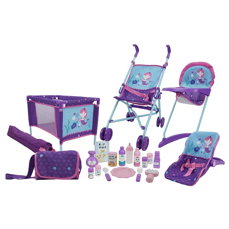 509 Crew Mermaid 21 Piece Set: Doll Stroll n Play & Care Set