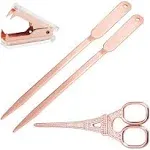 Rose Gold Desk Accessories Set - Scissors Staple Remover and 2 Letter Openers...