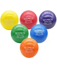 Seepros Foam Dodgeball Set Soft Skin, Low Bounce, Set of 6 with Mesh Storage Bag for Kids and Adults