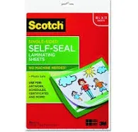 Scotch 3M Self-Sealing Laminating Sheets, 9x12&#034; letter size LS854SS10, 10 sheets