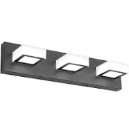 RALBAY 3-Light LED Modern Bathroom Vanity Lights Fixture Black Cool White READ