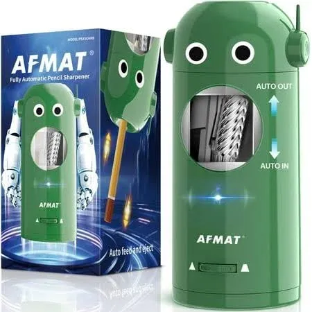 AFMAT Electric Pencil Sharpener for Colored Pencils 7-11.5mm, Auto in & Out, Fully Automatic Rechargeable Hands-Free Pencil Sharpener, Green