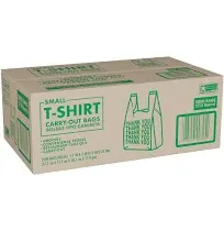 Small T-Shirt Carry-Out Bags, 7&#034; x 5&#034; x 15&#034; (2000 ct.)