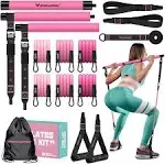 RENRANRING Pilates Bar Kit with Resistance Bands, Multifunctional Pilates Bar for Women & Men with Heavy-Duty Metal Adjustment Buckle, Pilates Home Equipment