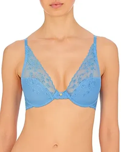 Shop Natori Cherry Blossom Convertible Lace Bra In Retro Blue