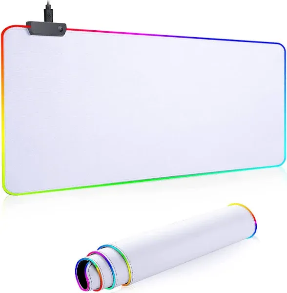 RGB Mousepad Led Mouse Pad, Large Mouse Pad,Led and Big Mouse mat(White)