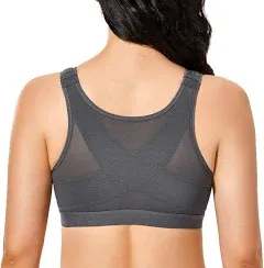 DELIMIRA Women's Front Closure Posture Wireless Back Support Full Coverage Bra