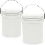 5-Gallon White Bucket Pail Container with Lid | Food Grade | Heavy-Duty 90Mil Extra Durable | Metal Handles with Plastic Grip for Easy Carrying |