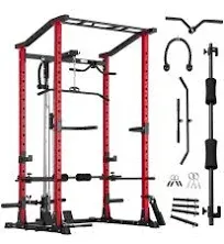 GMWD Power Cage with Lat Pulldown 1200lbs Power Rack Fullbody Home Gym