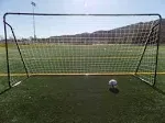 Vallerta 12 x 6 ft. Black Powder Coated Galvanized Steel Soccer Goal w/ Net. 12x6 Foot Ayso Regulation Size Portable Training Aid. Ultimate Backyard