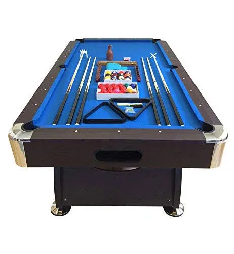 "SIMBASHOPPING USA 8\\' Feet Billiard Pool Table Vintage Blue with Automatic Ball Return System"