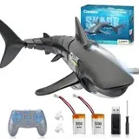 Coodoo 2.4g Remote Control Shark Toy 1:18 Scale High Simulation Shark Shark for Swimming Pool Bathroom Great Gift RC Boat Toys for 6+ Year Old Boys