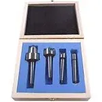 HGC 4 Pcs MT1 Steel Wood Lathe Live Center Drive Spur Cup Arbor with Wood Case