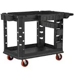 Heavy Duty Utility Cart, Plastic, 2 Shelves, 500 lb