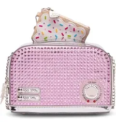 Betsey Johnson Kitsch Let&#039;s Get Toasted Pink Rhinestone Pop Tart Pouch Crossbody