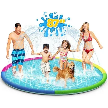 Splash Pad for Kids and Dogs, 87&#034; Extra Large Sprinkler Outdoor Water Toys