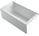 KOHLER K-1956-RA UNDERSCORE 60 INCH X 30 INCH ACRYLIC ALCOVE RECTANGULAR SOAKING BATHTUB WITH INTEGRAL APRON, FLANGE AND RIGHT-HAND DRAIN