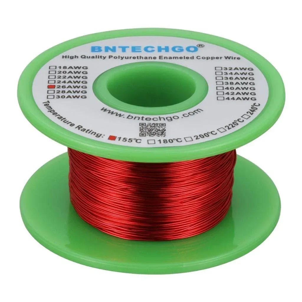 BNTECHGO 26 AWG Enameled Copper Magnet Wire - 4 oz - 0.0157&#034; Red