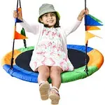 JPAXI 40 inch Colorful Adjustable Saucer Swing for Kids & Adults