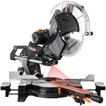 DOVAMAN Miter Saw, 12 inch Sliding Miter Saw, 0-45° Double Bevel Cutting w/Laser, 3800rpm, 15Amp Compound Miter Saw w/ 9 Positive Stops, 4.2 x 13 in