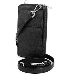 BULL GUARD Crossbody Leather Wallet Phone Purse, Anti Theft and RFID Blocking, Small Elegant Design for Travel