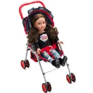 Baby Doll Strollers For Toddlers 3 Years And Up Foldable Toy Stroller For Dolls with Storage Basket & Adjustable Canopy