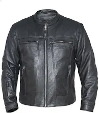 Vance Leather Men's Premium Leather Racer Jacket with Vents