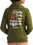 The North Face Camp Fleece Pullover Hoodie - Boys' Forest Olive/Smokey The Bear Graphic, L