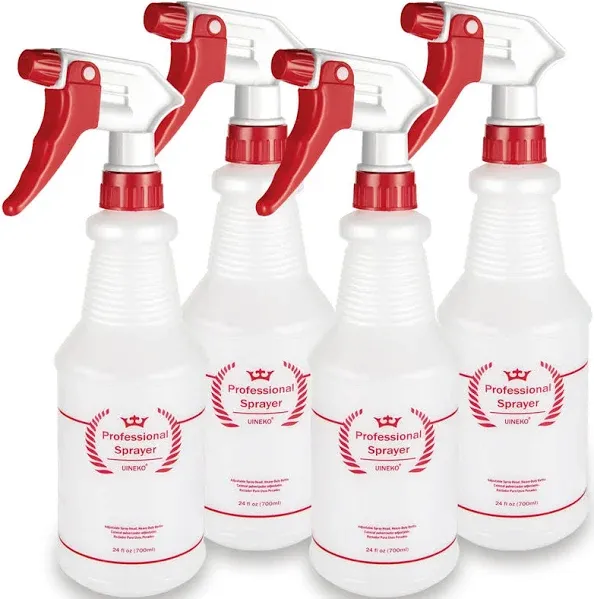 Plastic Spray Bottle 3 Pack, 24 Oz, 3 Colors Heavy Duty All-Purpose Empty Leak