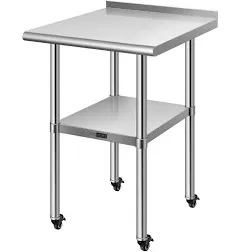 Stainless Steel 24&#034; x 36&#034; Kitchen Restaurant Work Prep Table w/ Backsplash Wheel