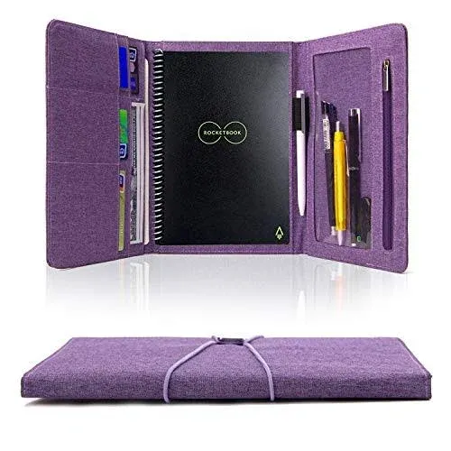 Folio Cover Compatible with Rocketbook Everlast Fusion, Multi A5 Size Notebook Organizer, Pen Loop/Business Card Holder, 8.8" x 6" inch (Executive Size)