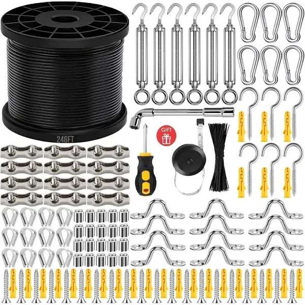 Yingya 3/32" Wire Rope Cable String Light Hanging Kit