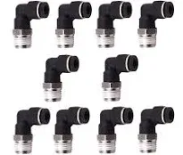 10 Pack Male Elbow 1/4 Inch Tube OD x 1/4 Inch NPT Thread 90 Push to Connect ...