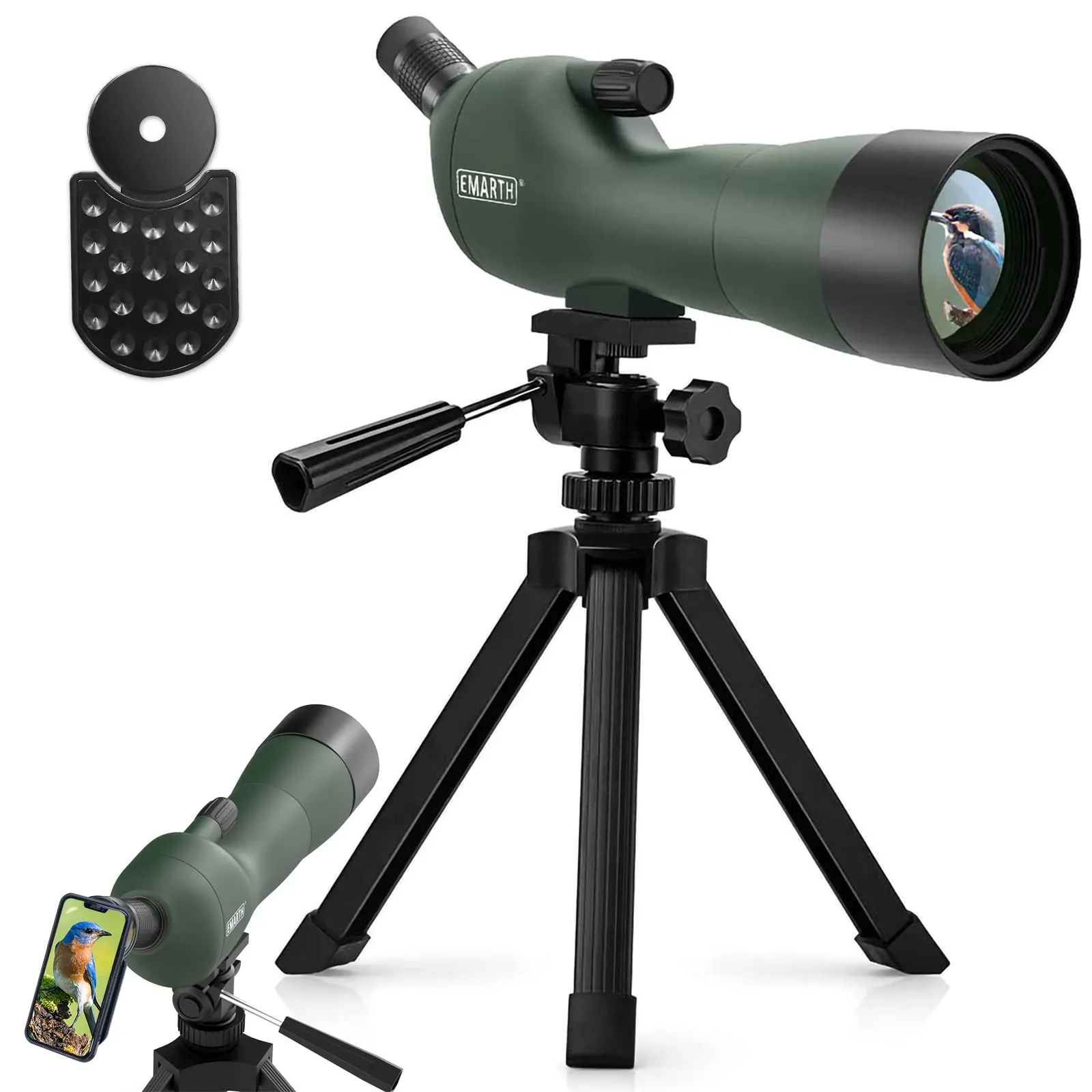 Emarth 20-60x60AE 45 Degree Angled Spotting Scope with Tripod, Phone Adapter, Carry Bag, Scope for Target Shooting Bird Watching Hunting Wildlife