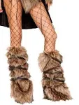 "Adult Women's Faux Fur Leg Warmers With Strap Detail"