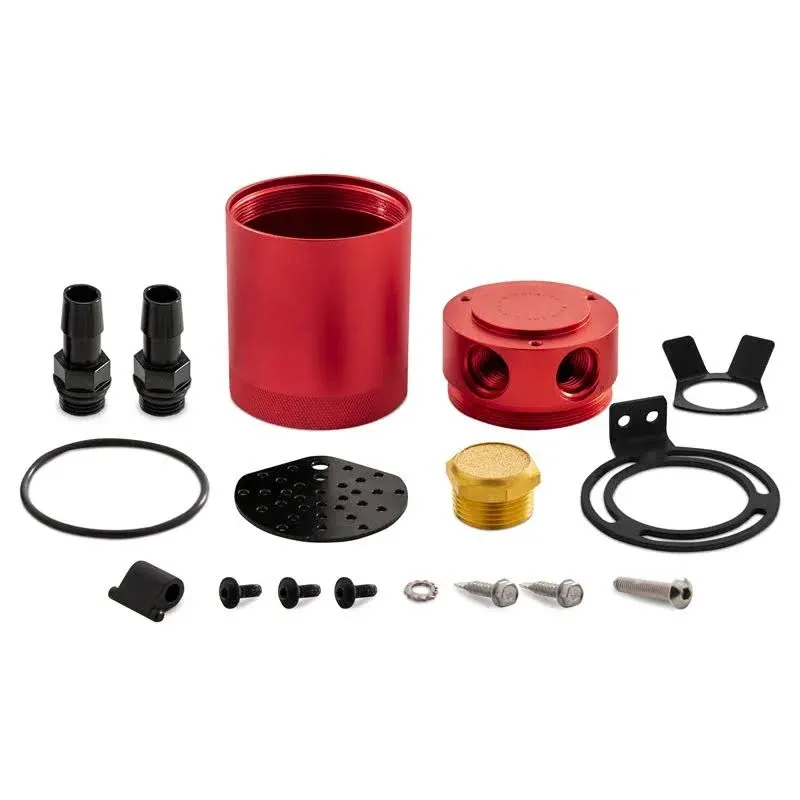 Mishimoto Universal Compact Baffled Billet Aluminum Oil Catch Can 2-Port Red