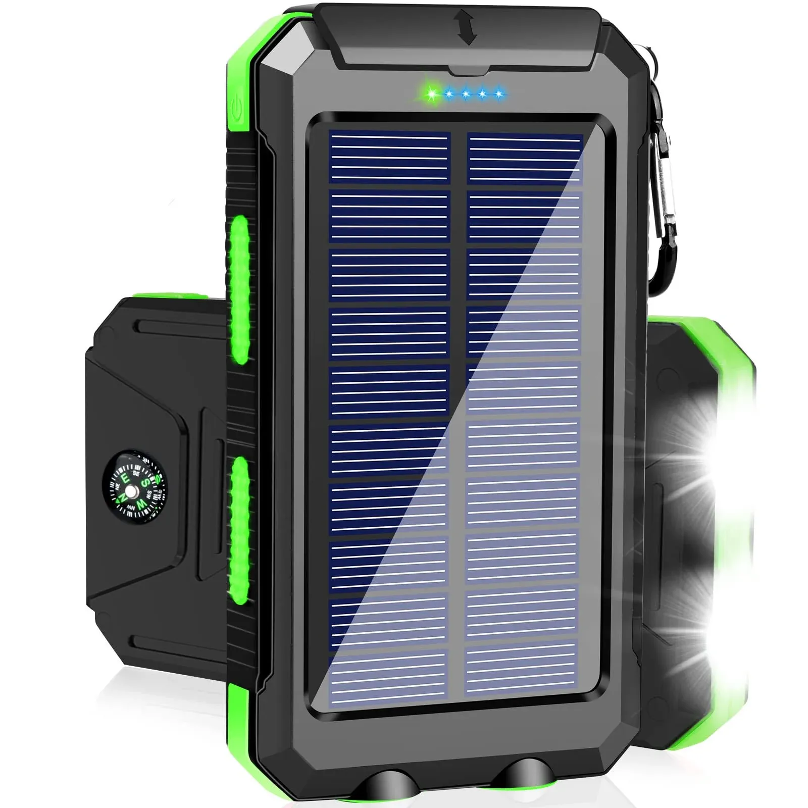 Solar Charger Power Bank, 38800mAh Portable Charger Fast Charger Dual USB Port Built-in Led Flashlight and Compass for All Cell Phone and Electronic D