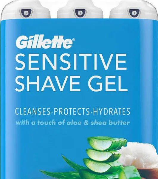 Gillette Sensitive Shave Gel with Aloe &amp; Shea Butter, 7 Ounce (Pack of 3)