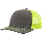 Richardson 112 Snapback Trucker Cap One Size Charcoal / Neon Yellow