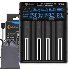 WISSBLUE 18650 Battery Charger, LCD Screen Can Display Capacity, Adjustable 2A 18650 Charger, Suitable for 26650 21700 18350 17500 14500 18650,nimh Ni