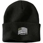 Carhartt Men's Black Knit Flag Patch Beanie