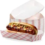 7 Red Checker Paper Hot Dog Trays- Pack of 50ct