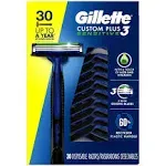 Custom Plus3 Disposable Razors Sensitive, 30-count