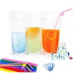 100Pcs Zipper Stand-Up Drink Pouches Bags Heavy Duty Hand-Held Translucent Heat