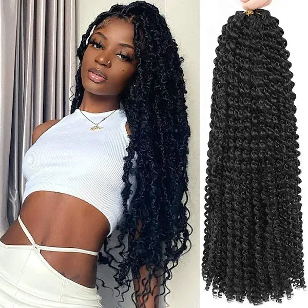 Alrence Passion Twist Hair 24 Inch 8 Packs Water Wave Crochet Hair Curly Brai...