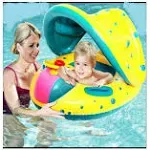 Jellydog Toy Baby Swimming Float Baby Pool Float with Canopy Inflatable Infant Pool Swimming Boat with Sunshade Babies Swimming Float Baby Pool