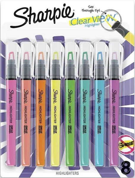 Sharpie Clearview Pen-Style Highlighter, Chisel Tip, Fluorescent Yellow, 3/Pack